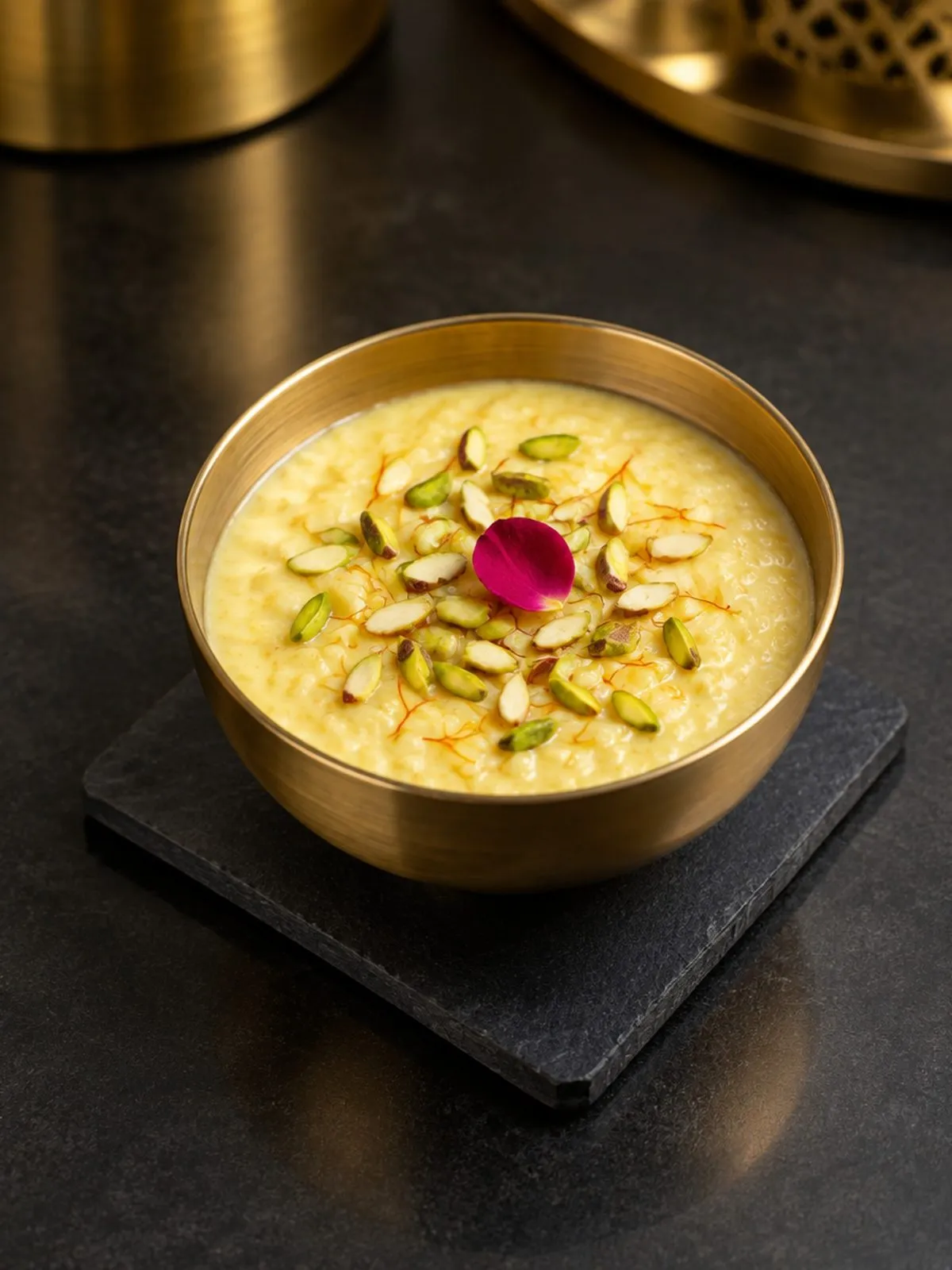 Saffron kheer with pistachio at Anara