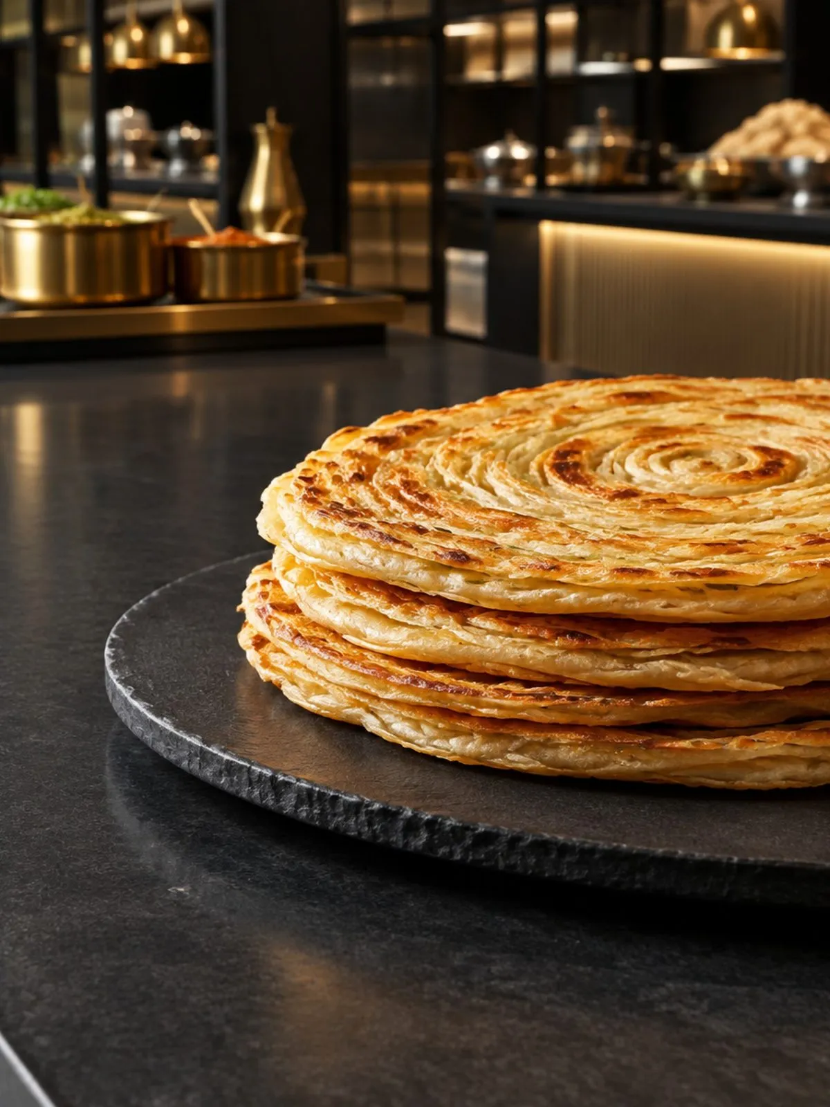 A stack of laccha paratha at Anara