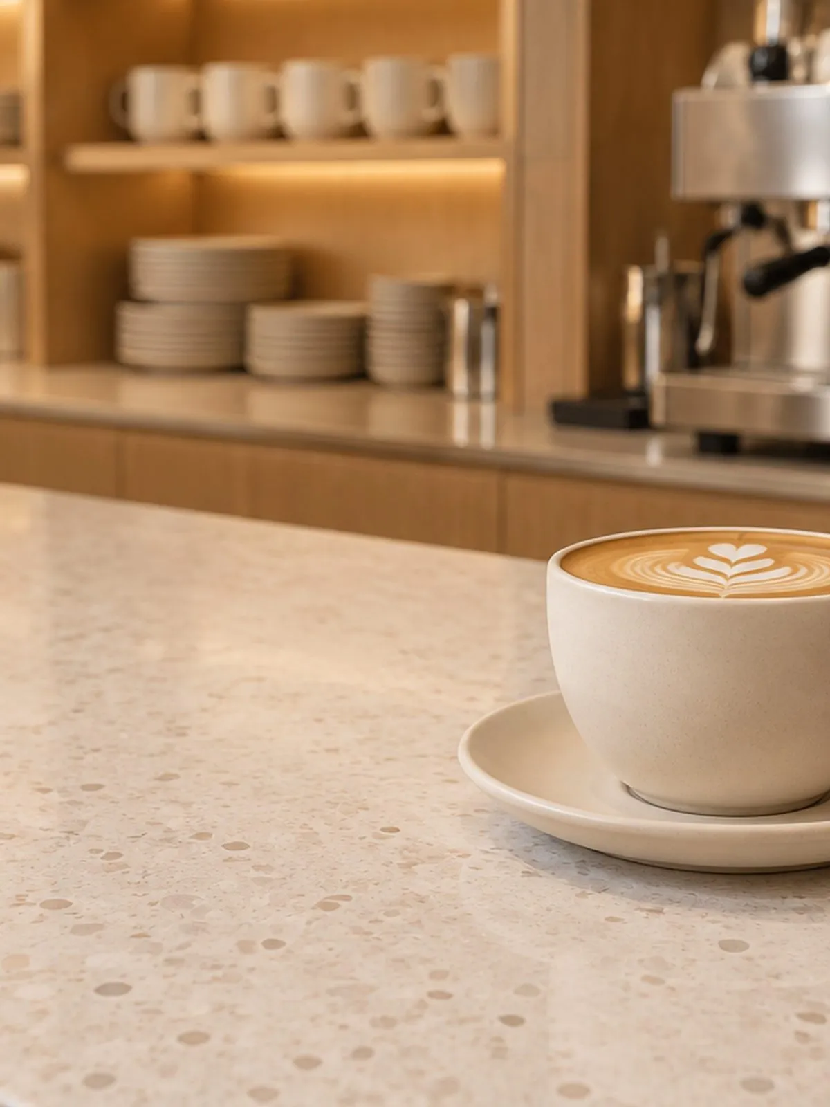 A flat white on the counter at Archi