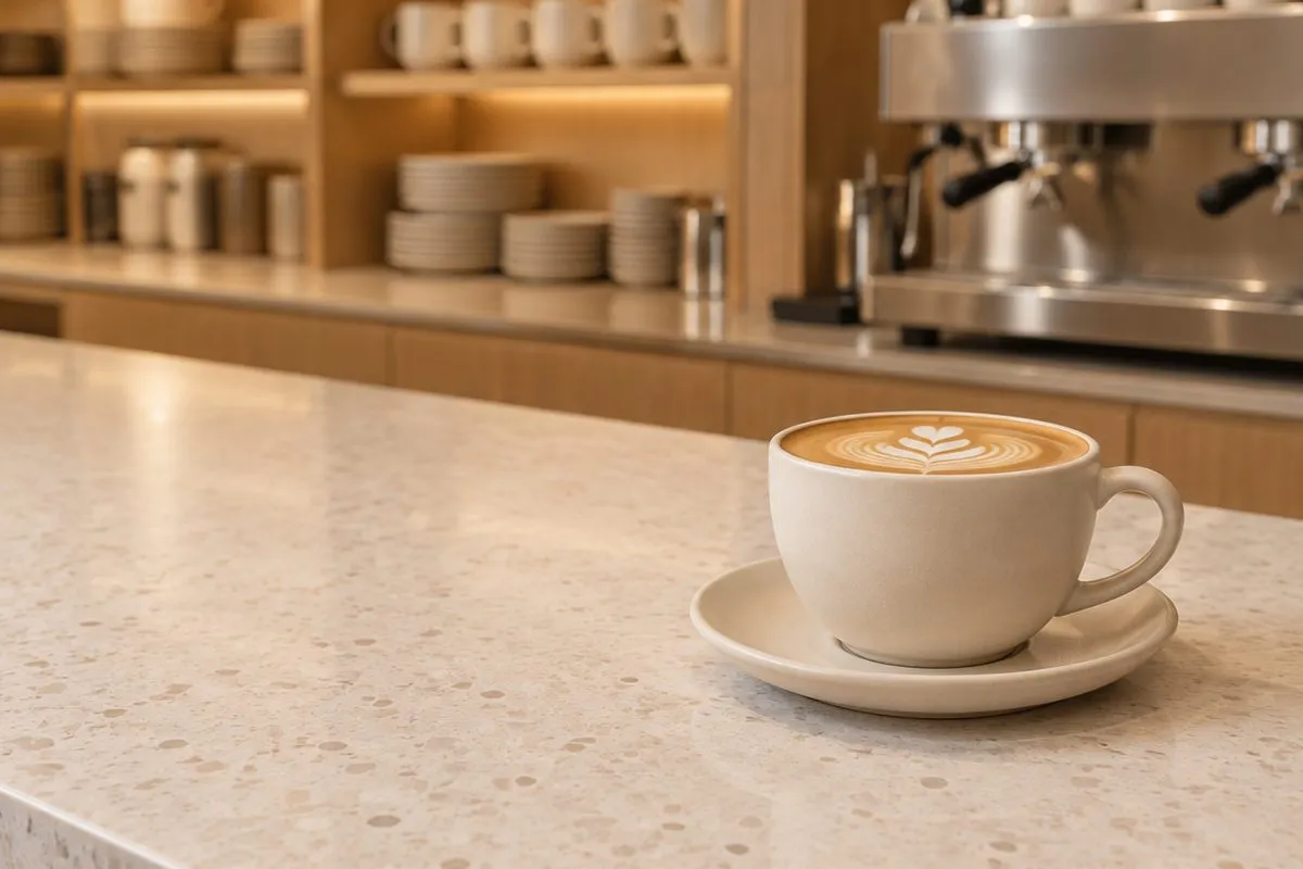 A flat white on the counter at Archi