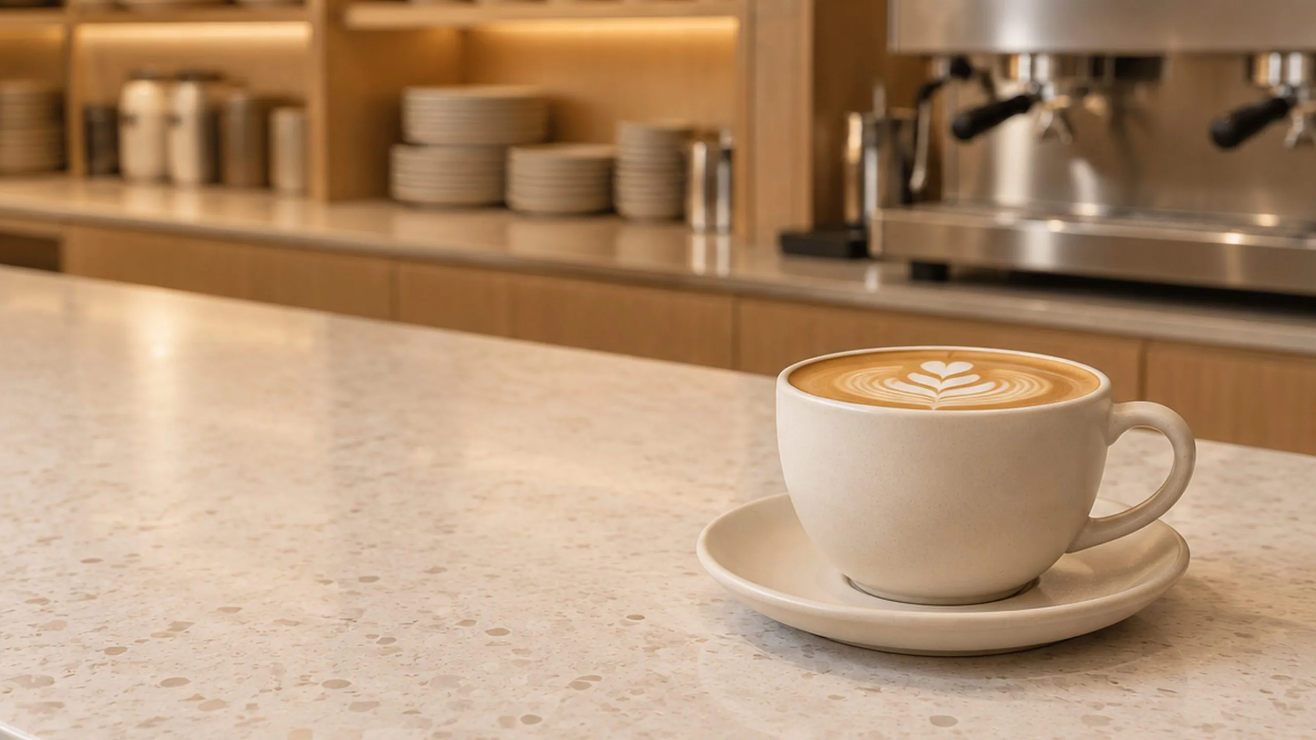 A flat white on the counter at Archi