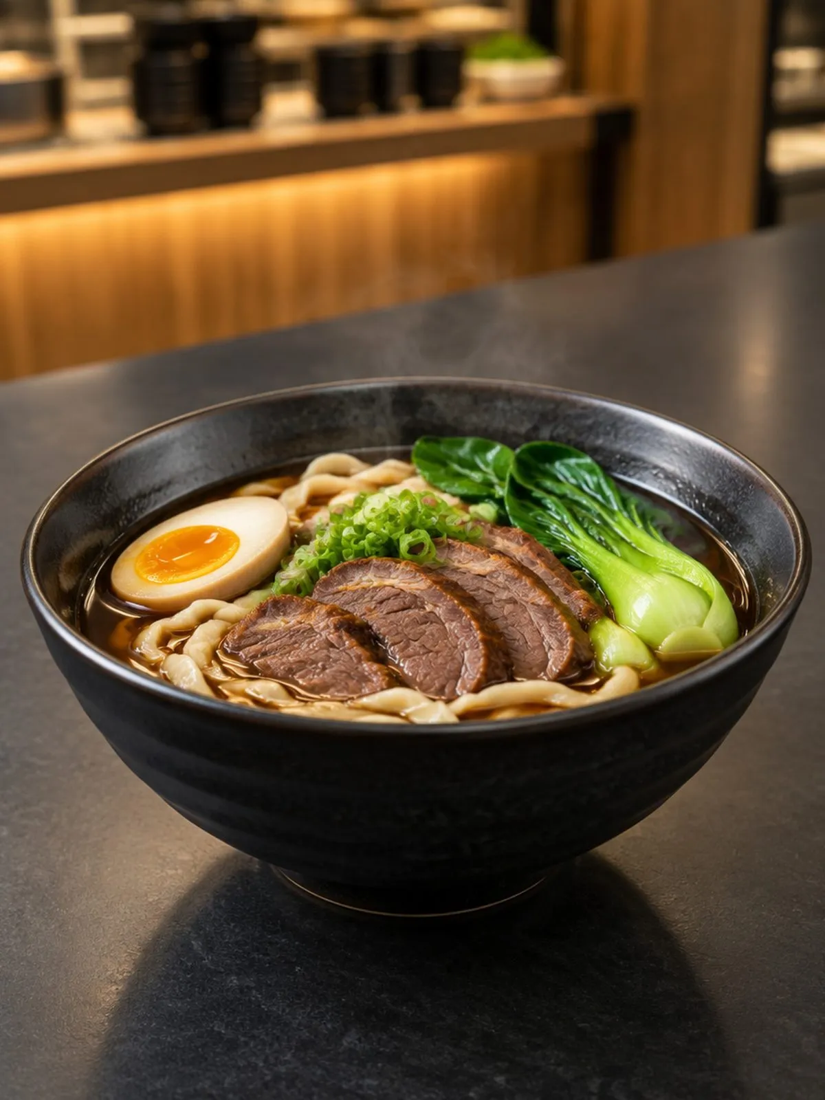 Hand-pulled noodle soup with beef at Kejia