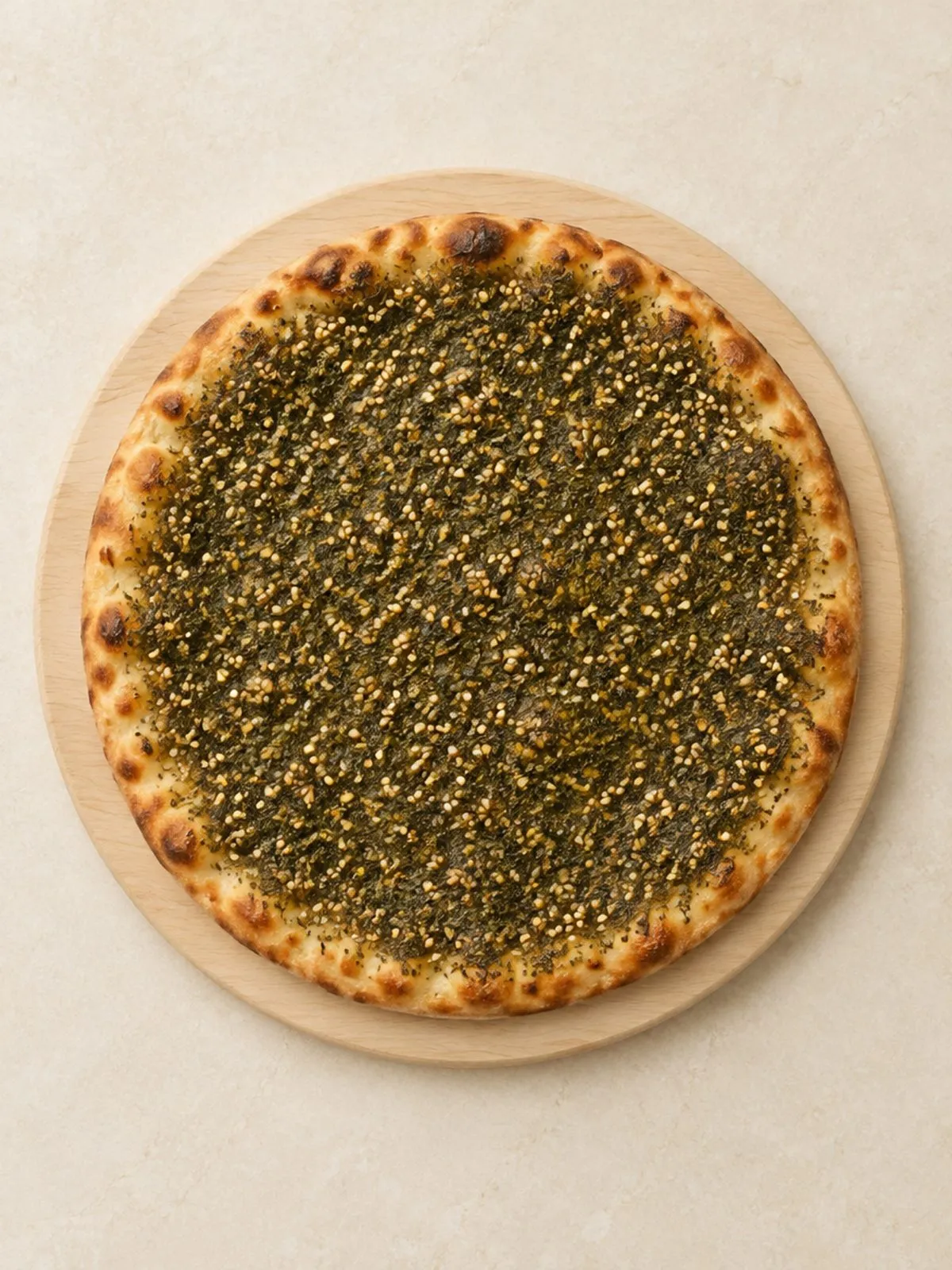 A za’atar manakish seen from above at Tannour Beirut